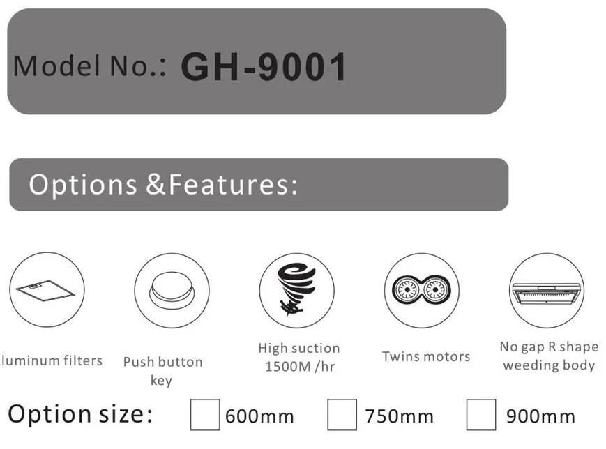 A cozinha de Best Wall Mounted do fabricante de China moderou a capa de vidro Gh-9001 da escala