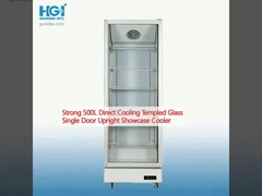 Forte 500L Refrigerador Direto de Vidro Templado de Porta Única Refrigerador de Vitrine Vertical