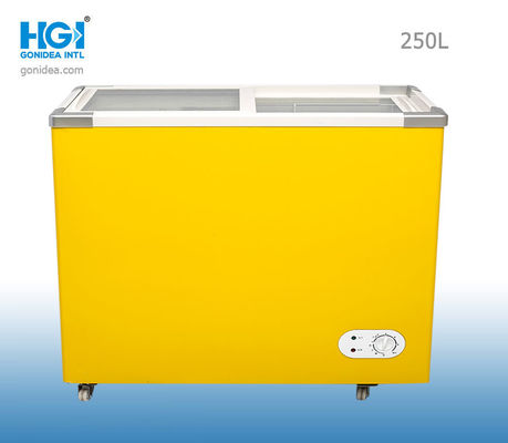 Gonidea curvou o amarelo branco do Ft do Cu de vidro dos refrigeradores 250l 8,8 do congelador da caixa