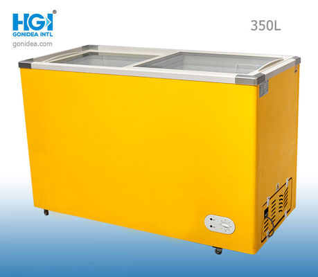 O congelador profundo 60HZ da porta de vidro de deslizamento do congelador da caixa de 350 litros revestiu pre Alu branco