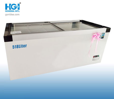 Litro superior de vidro 220V do gelado 518 do congelador da caixa do deslizamento do supermercado